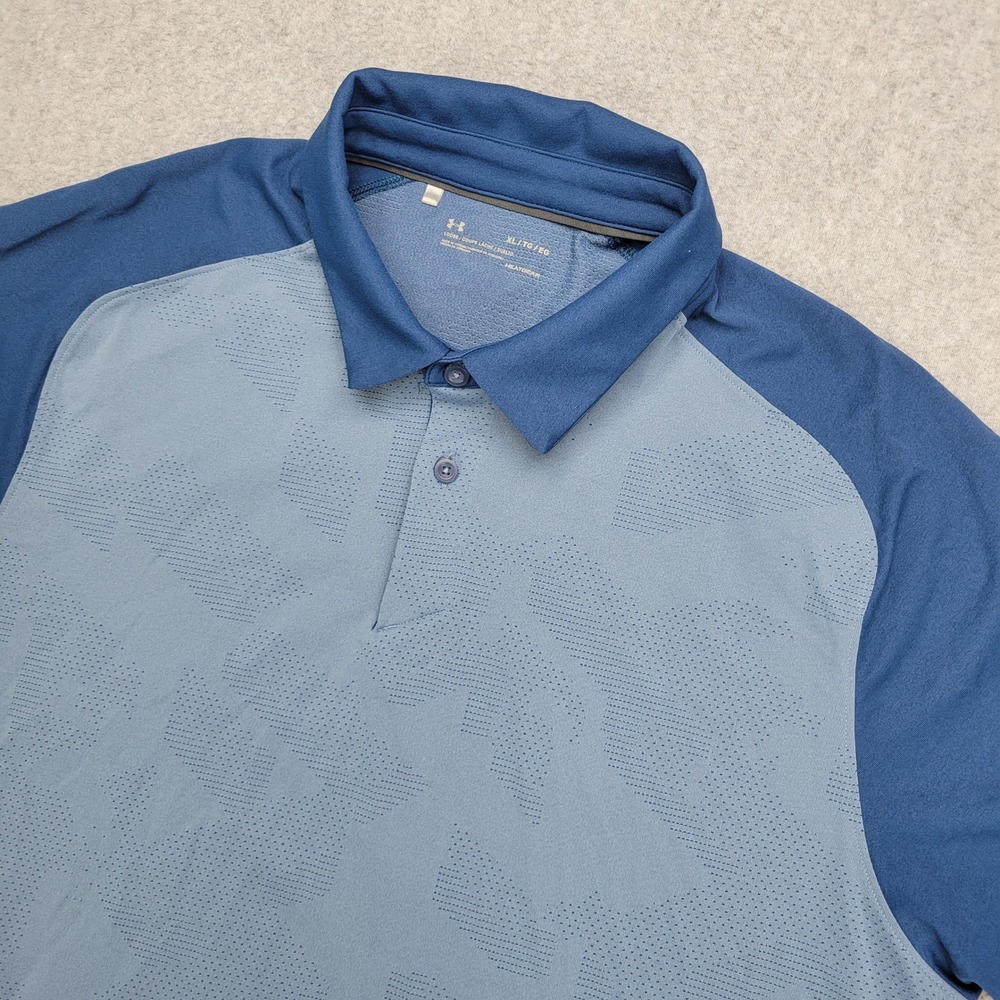 Under Armour HeatGear Polo Golf Shirt Men's XL Blue Performance Breathable Logo